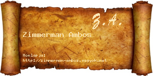 Zimmerman Ambos névjegykártya